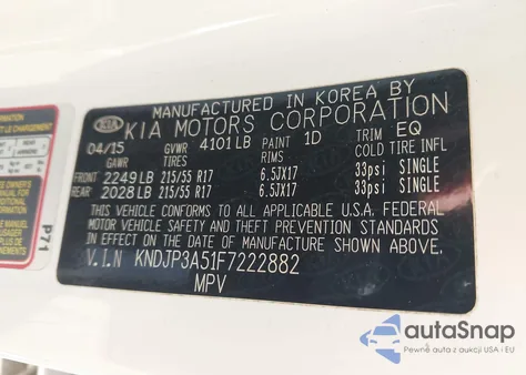 2015 Kia Soul + from USA, damaged, VIN KNDJP3A51F7222882